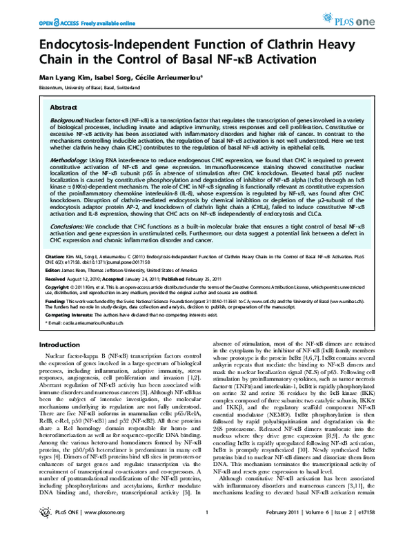 (PDF) Endocytosis-Independent Function of Clathrin Heavy Chain in the ...