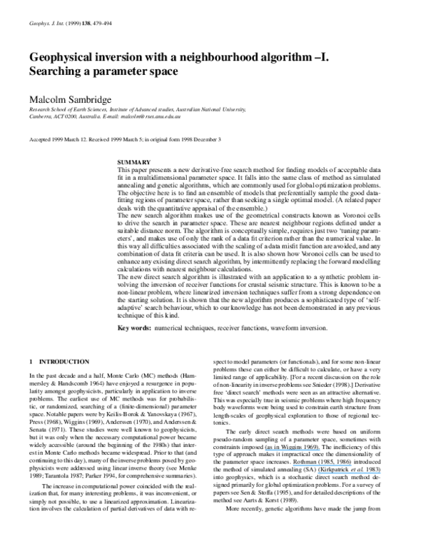 (PDF) Sambridge, M. Geophysical inversion with a neighbourhood ...
