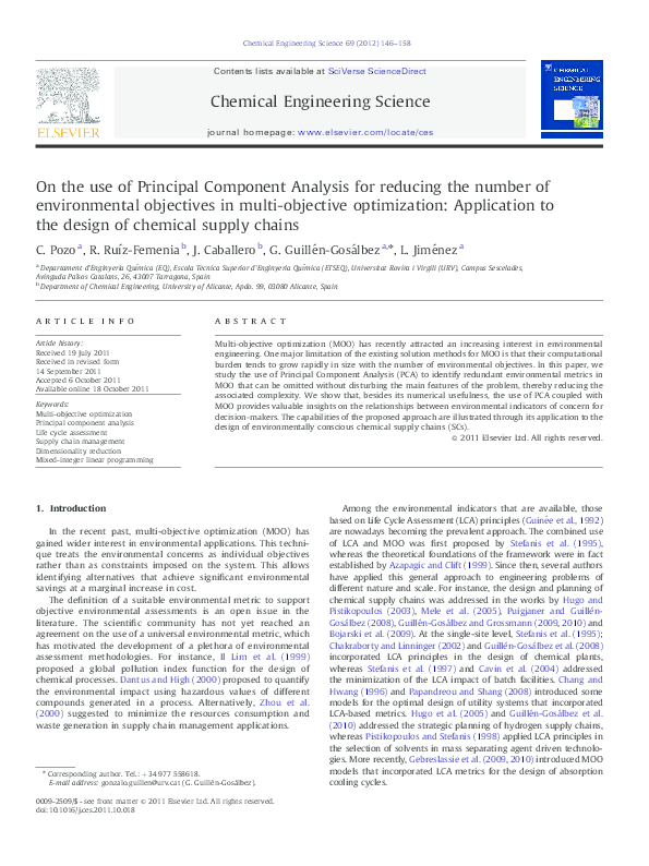 (PDF) On the use of Principal Component Analysis for reducing the ...