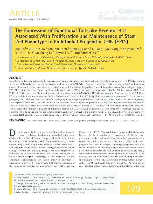 (PDF) The expression of functional toll-like receptor 4 is associated ...