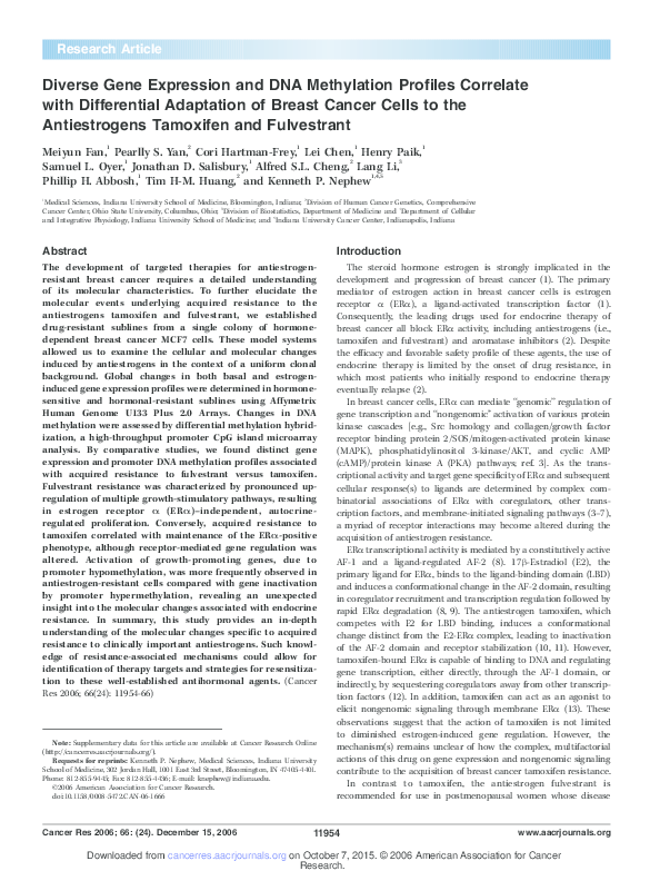 (PDF) Diverse gene expression and DNA methylation profiles correlate ...