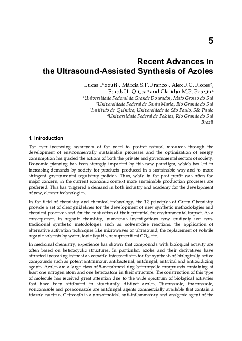 (PDF) Recent Advances in the Ultrasound-Assisted Synthesis of Azoles