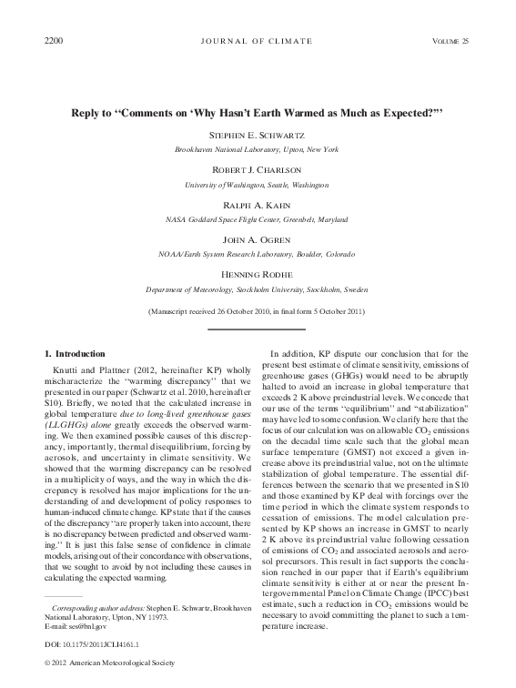 Reply to “Comments on ‘Why Hasn't Earth Warmed as Much as Expected?’”