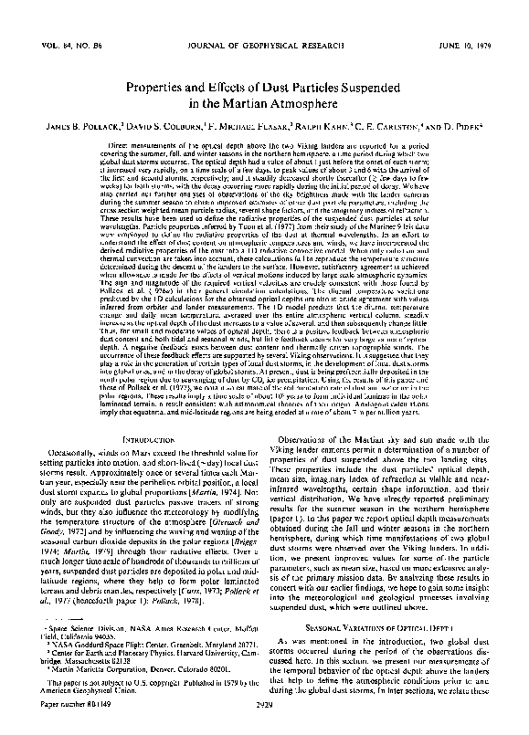 (PDF) Properties and effects of dust particles suspended in the Martian ...