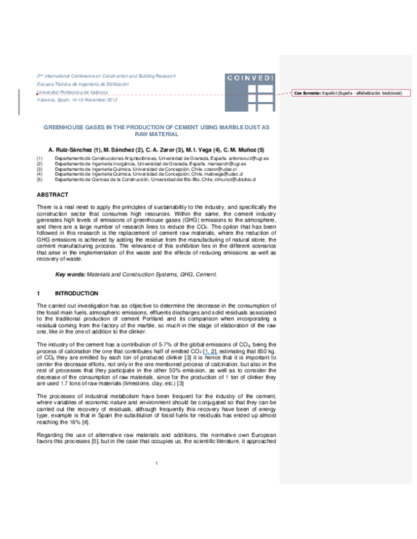 (PDF) Greenhouse Gases in the Production of Cement Using Marble Dust as ...