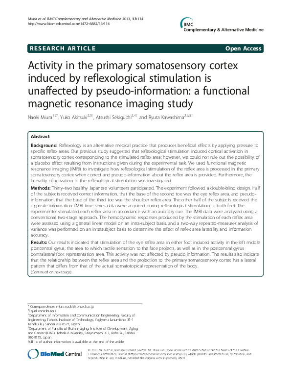 (PDF) Activity in the primary somatosensory cortex induced by ...