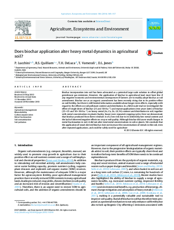 (PDF) Does biochar application alter heavy metal dynamics in ...