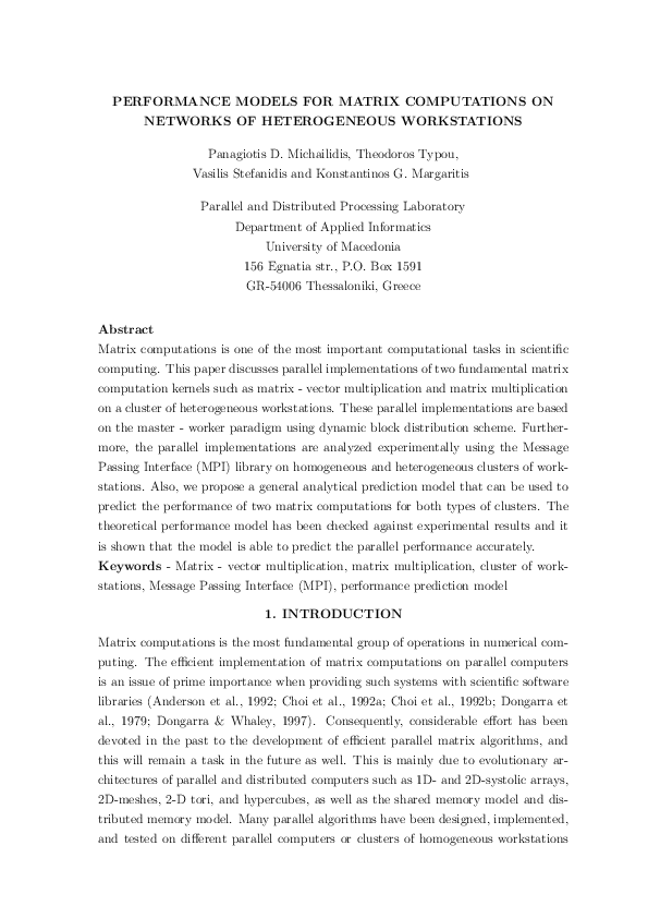 (PDF) Performance models for matrix computations on multi ore ...