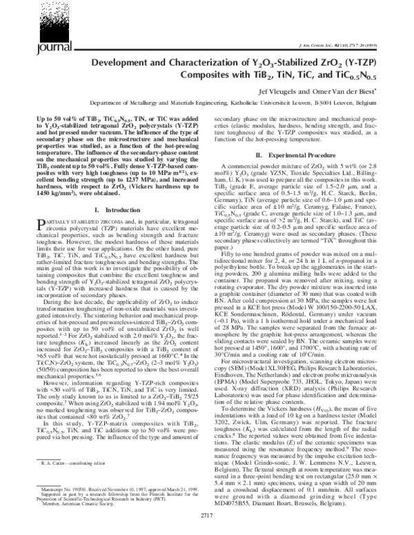 (PDF) Development and Characterization of Y2O3-Stabilized ZrO2 (Y-TZP ...