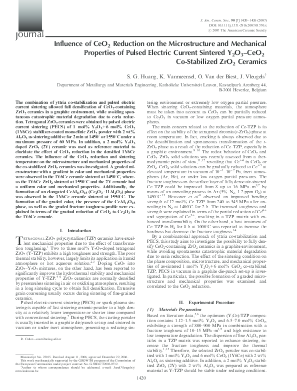 (PDF) Influence of CeO2 Reduction on the Microstructure and Mechanical ...