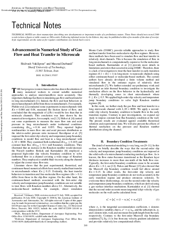 (PDF) Advancement in Numerical Study of Gas Flow and Heat Transfer in a ...