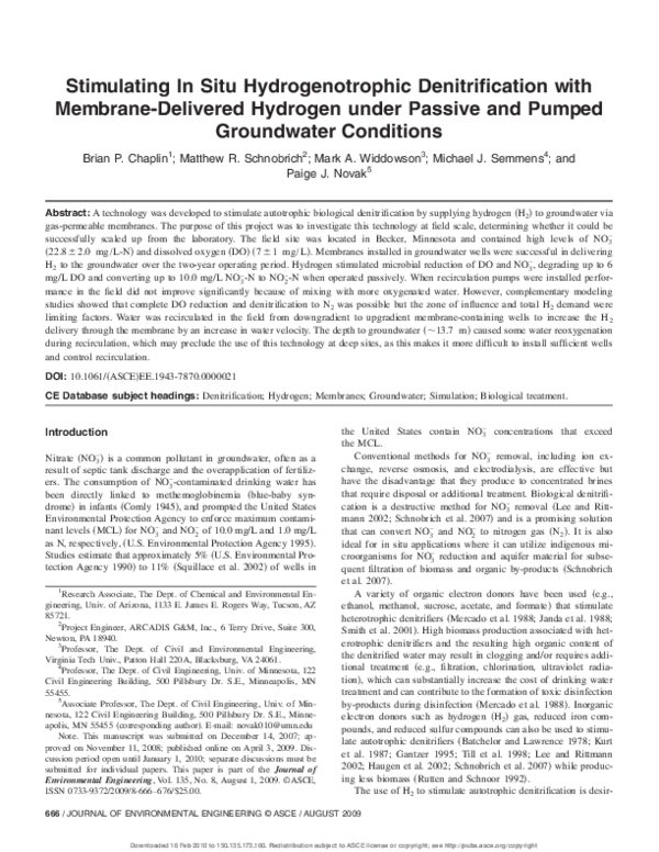 (PDF) Stimulating In Situ Hydrogenotrophic Denitrification with ...