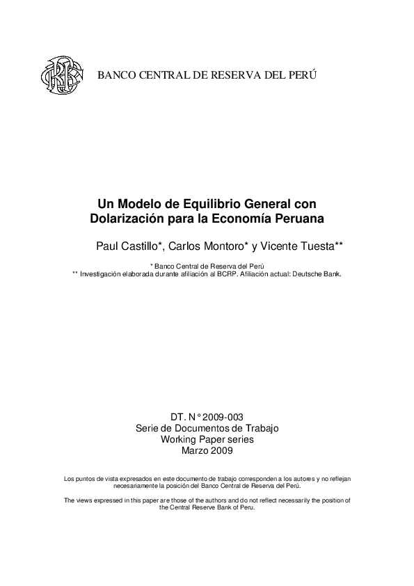 (PDF) A Dynamic Stochastic General Equilibrium Model with Dollarization ...