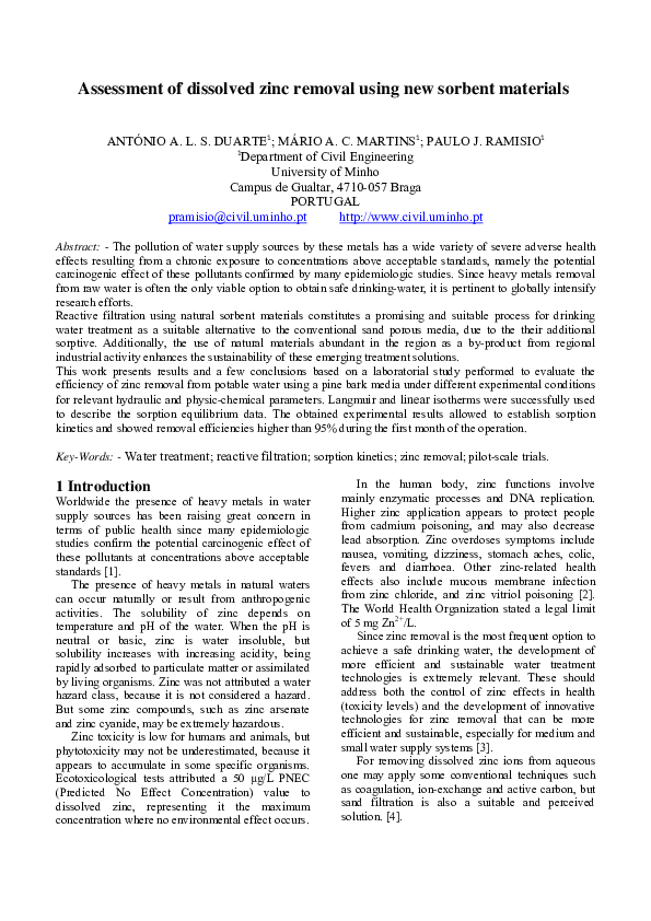 (PDF) Efficiency removal of copper from potable water using a pine bark