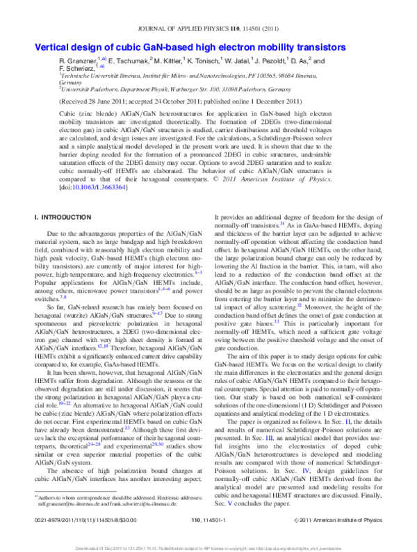 (PDF) Vertical design of cubic GaN-based high electron mobility transistors