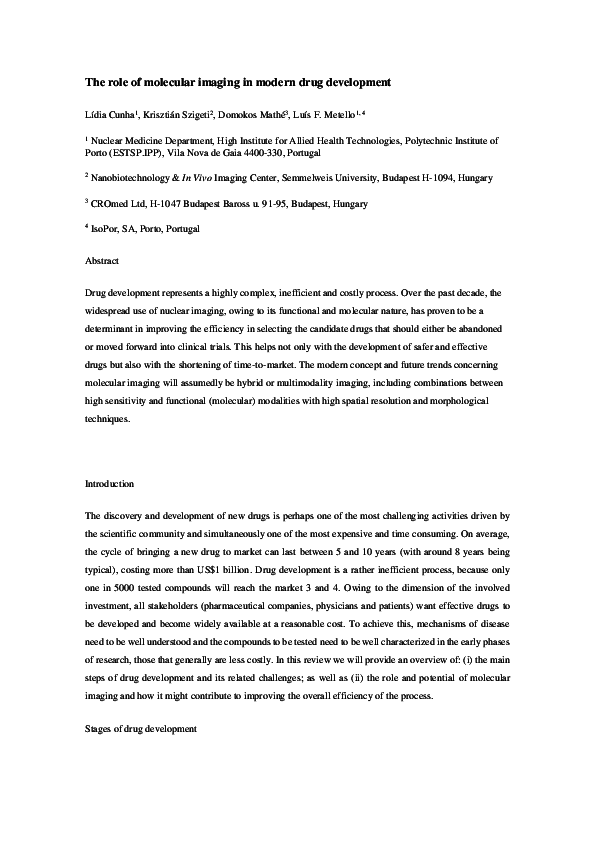 (PDF) The role of molecular imaging in modern drug development