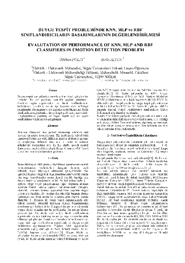 (PDF) Evalutation of Performance of KNN, MLP and RBF Classifiers in ...