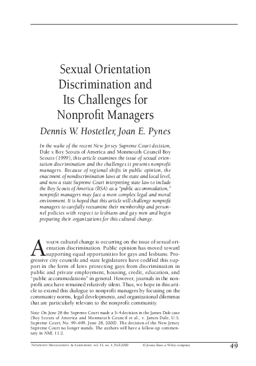 (PDF) Sexual Orientation Discrimination and How It Challenges Nonprofit ...