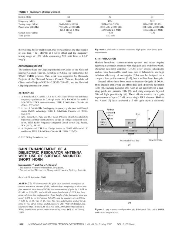 (PDF) Gain enhancement of a dielectric resonator antenna with use of ...