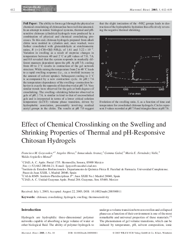 (PDF) Effect of Chemical Crosslinking on the Swelling and Shrinking