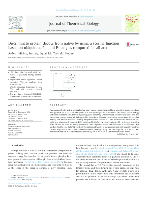 (PDF) Discriminate Protein Decoys from Native by using a Scoring Function based on Ubiquitous