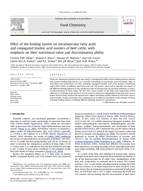 (PDF) Effect of the feeding system on intramuscular fatty acids and conjugated linoleic acid