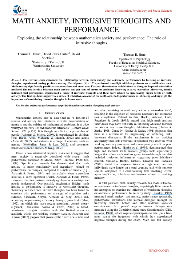 (PDF) Exploring the relationship between mathematics anxiety and ...