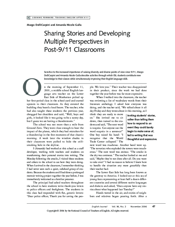 (PDF) Sharing Stories and Developing Multiple Perspectives in Post-9/11 ...