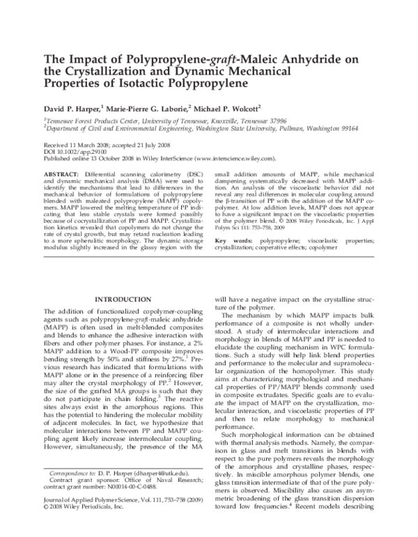 (PDF) The impact of polypropylene- graft -maleic anhydride on the ...