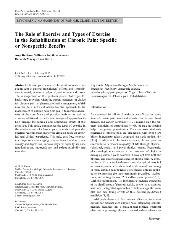 (PDF) The Role of Exercise and Types of Exercise in the Rehabilitation ...