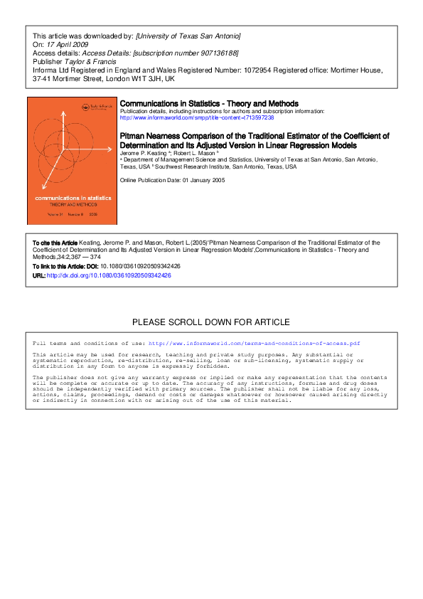 (PDF) Pitman Nearness Comparison of the Traditional Estimator of the ...