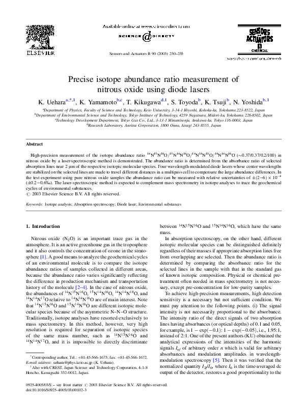(PDF) Precise isotope abundance ratio measurement of nitrous oxide
