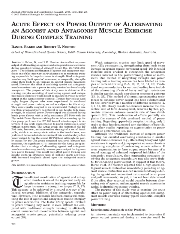 (PDF) Acute Effect on Power Output of Alternating an Agonist and ...
