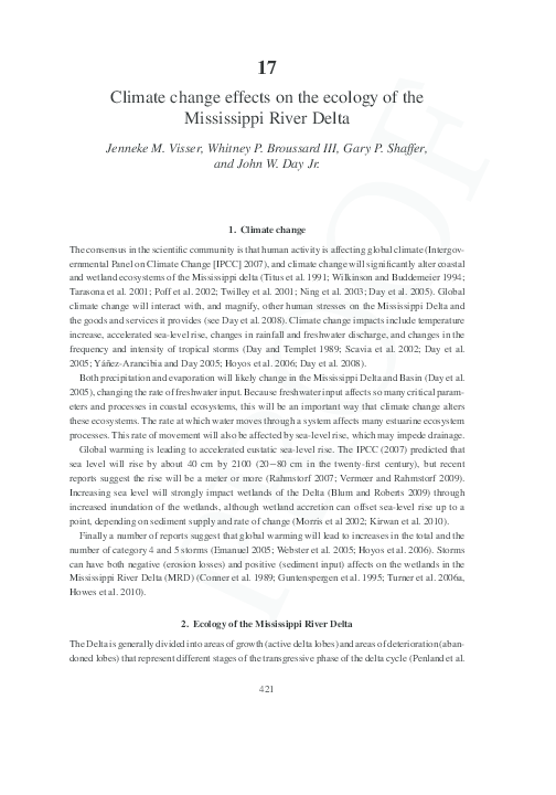 (PDF) Climate change effects on the ecology of the Mississippi River Delta
