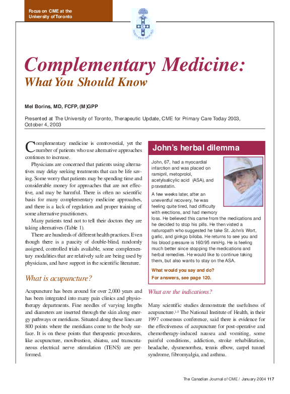 (PDF) Complementary Medicine Mel Borins Academia.edu