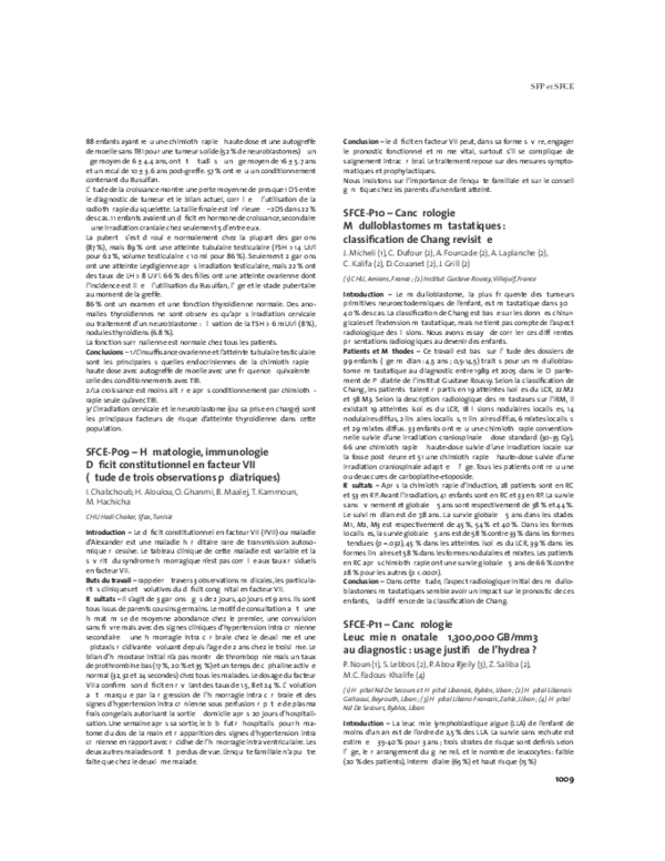 SFCE-P11 – Cancérologie – Leucémie néonatale à 1,300,000 GB/mm3 au ...