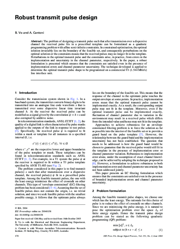 (PDF) Robust transmit pulse design