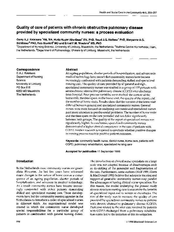 (PDF) Quality of care of patients with chronic obstructive pulmonary ...