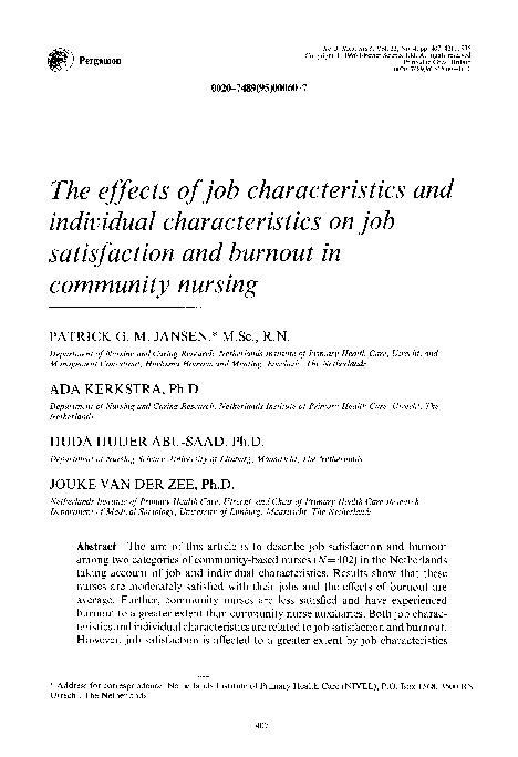 (PDF) The effects of job characteristics and individual characteristics ...