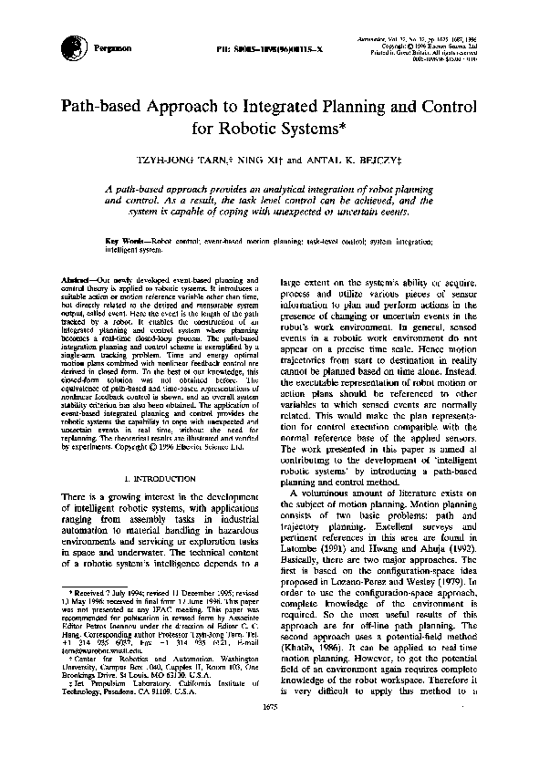 (PDF) Path-based approach to integrated planning and control for ...