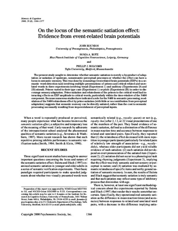 (PDF) On the locus of the semantic satiation effect: Evidence from ...