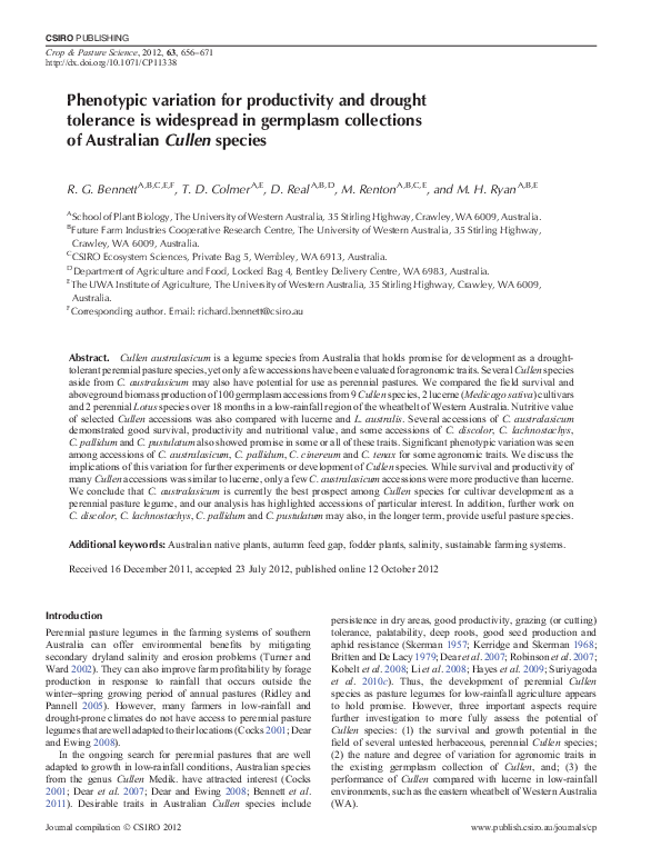 (PDF) Phenotypic variation for productivity and drought tolerance is ...