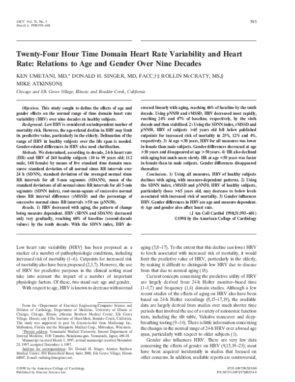 (PDF) Twenty-Four Hour Time Domain Heart Rate Variability and Heart ...