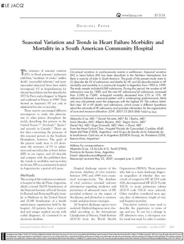 (PDF) Seasonal Variation and Trends in Heart Failure Morbidity and ...