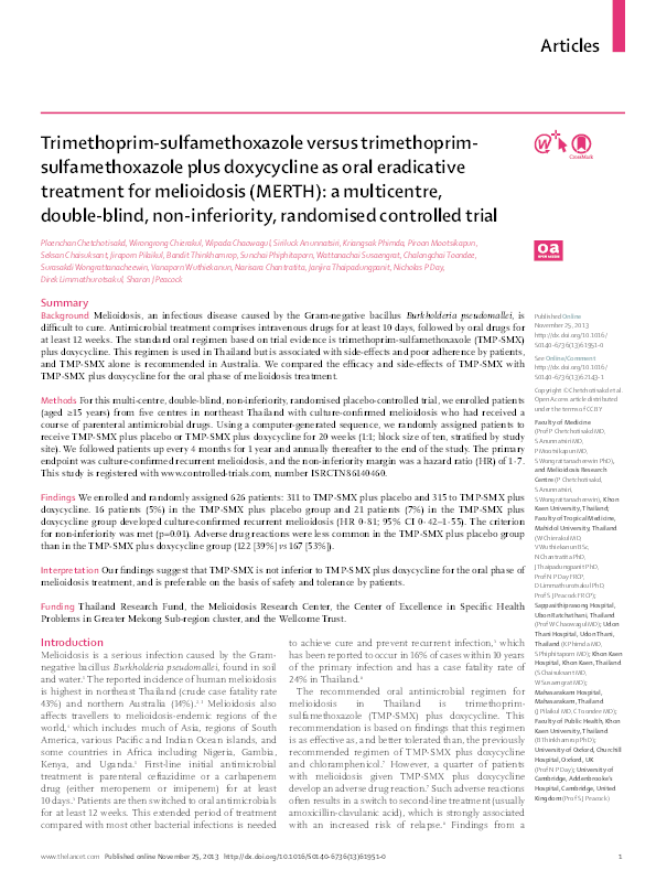 (PDF) Trimethoprimsulfamethoxazole versus trimethoprim