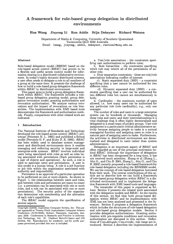 (PDF) A framework for role-based group deligation in distributed ...