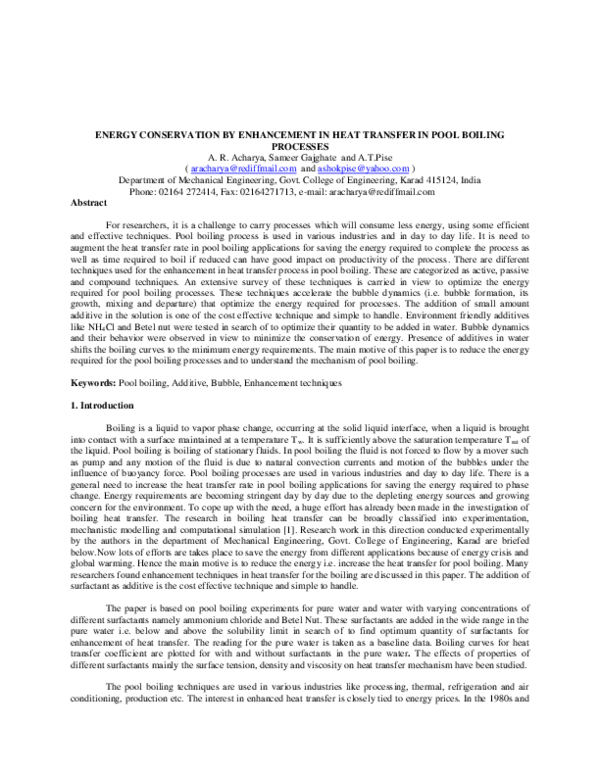 (PDF) Energy Conservation by Enhancement in Heat Transfer in Pool ...