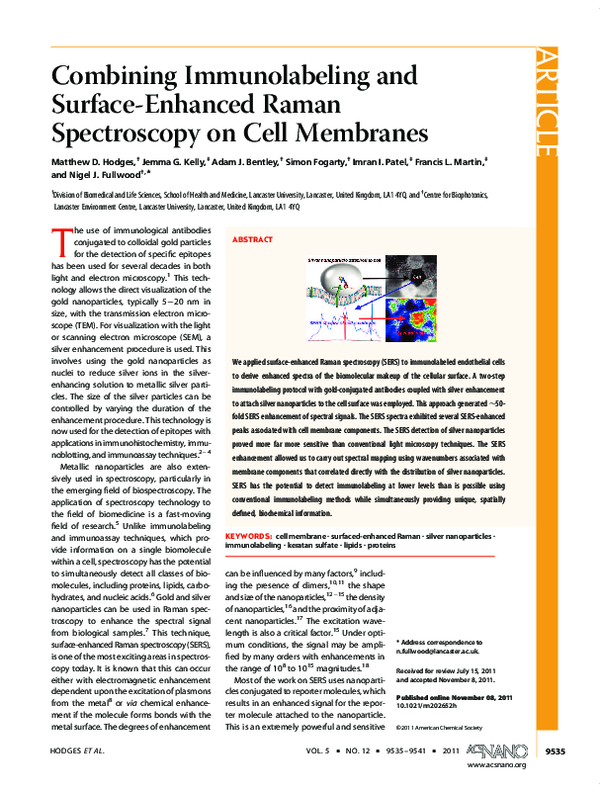 (PDF) Combining Immunolabeling and Surface-Enhanced Raman Spectroscopy ...