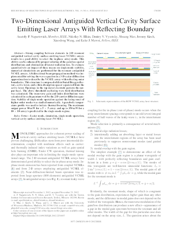(PDF) Two-Dimensional Antiguided Vertical Cavity Surface Emitting Laser ...