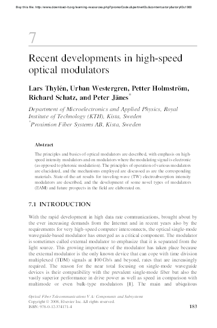 (PDF) Recent developments in high-speed optical modulators